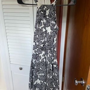 EXPRESS High-Neck Halter Fit&Flare Midi Dress